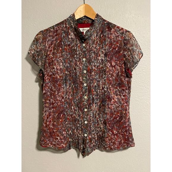 Coldwater Creek Womens Top Petite Small Silk Chiffon Abstract Feminine Fairy - Picture 1 of 7